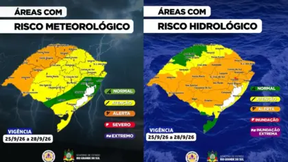 Defesa Civil alerta para temporais severos, granizo e chuva acima de 200 mm no Rio Grande do Sul - Studio TV
