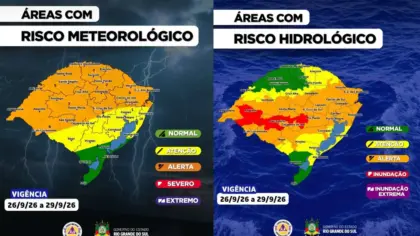 Defesa Civil atualiza alerta para tempestades severas, chuva volumosa e risco de inundações no RS - Studio TV