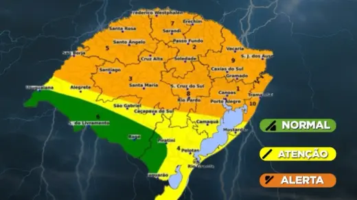 Defesa Civil atualiza alerta para temporais severos, granizo e chuva acima de 150 mm no RS - Studio TV
