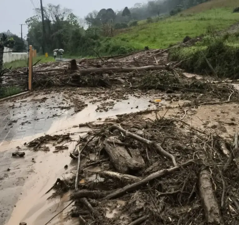 Estrada Geral Santa Bárbara é liberada após desmoronamento causado pelas chuvas em Veranópolis - Studio TV