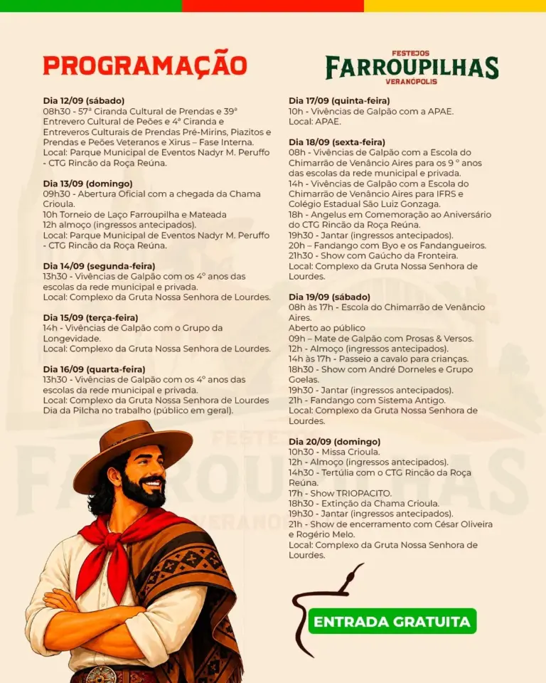 Festejos Farroupilhas de Veranópolis começam neste sábado com nove dias de programação gratuita - Studio TV