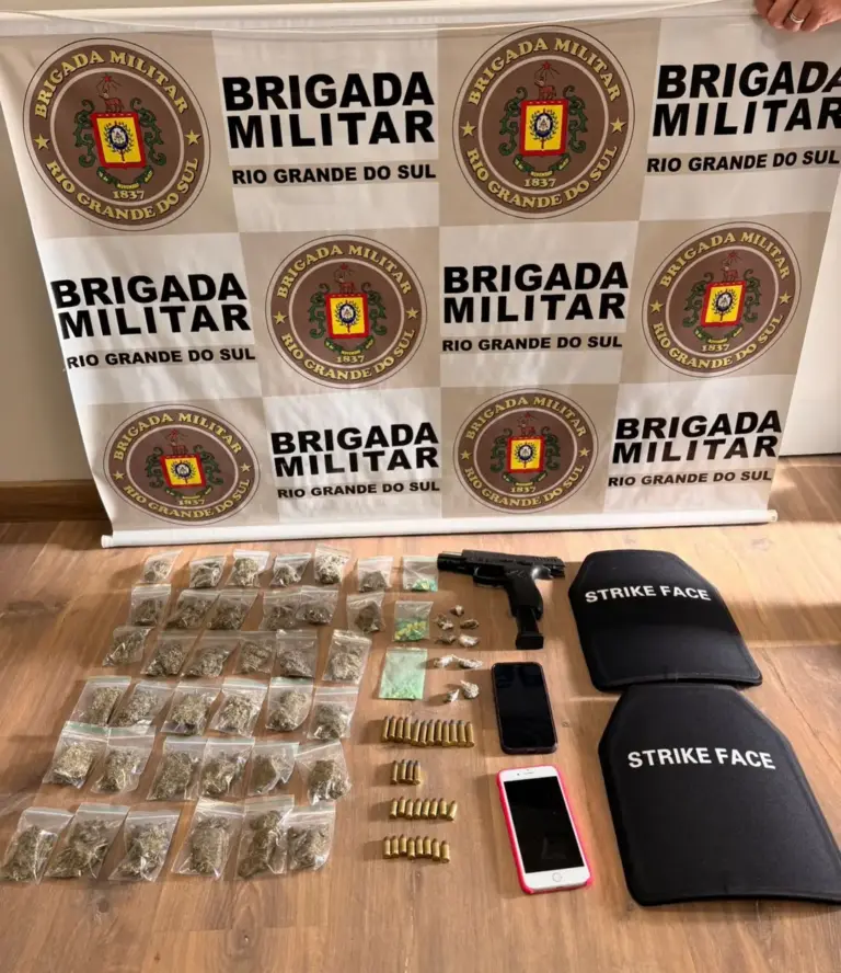 Homem é preso e adolescente apreendida por tráfico de drogas e porte ilegal de arma em Garibaldi - Studio TV