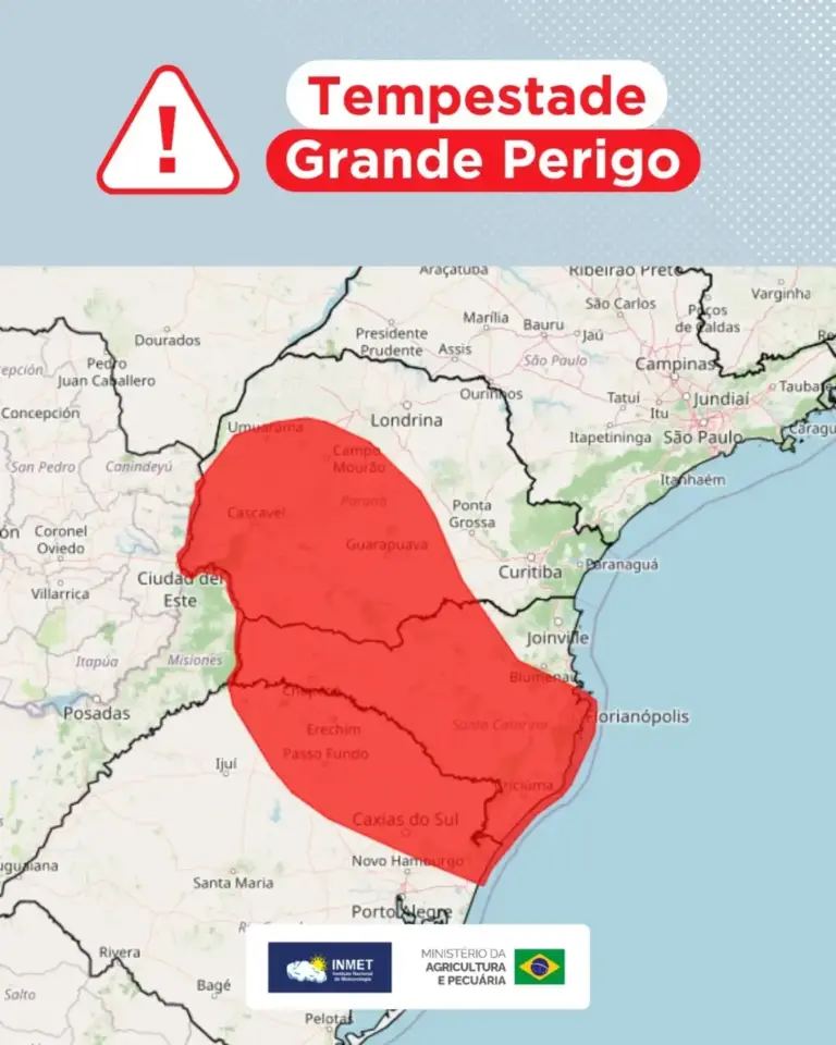 Inmet emite alerta vermelho para tempestades com ventos acima de 100 km/h no Rio Grande do Sul - Studio TV