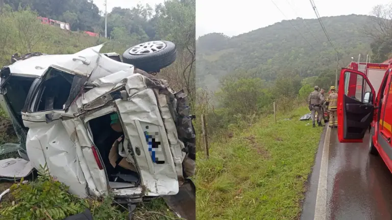 Mulher morre após carro capotar em ribanceira na VRS-855, em Bento Gonçalves - Studio TV