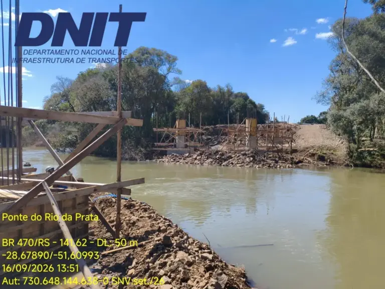 Obras da ponte sobre o Rio da Prata avançam na BR-470 entre Nova Prata e André da Rocha - Studio TV
