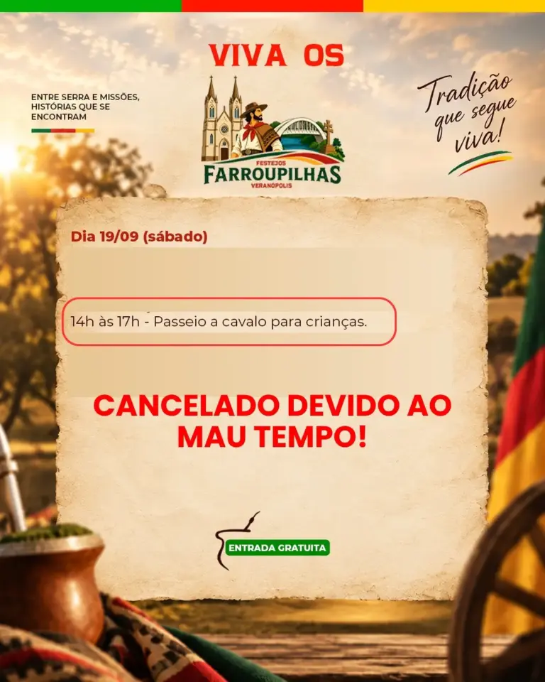 Passeio a cavalo para crianças é cancelado nos Festejos Farroupilhas de Veranópolis - Studio TV