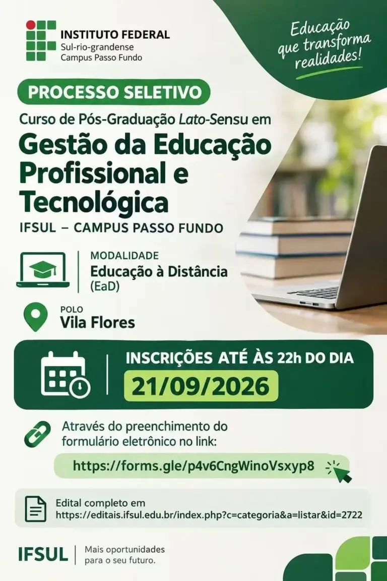 Polo UAB Vila Flores divulga pós-graduação em Gestão da Educação Profissional e Tecnológica - Studio TV