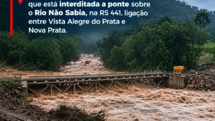 Ponte sobre o Rio Não Sabia é interditada entre Vista Alegre do Prata e Nova Prata - Studio TV