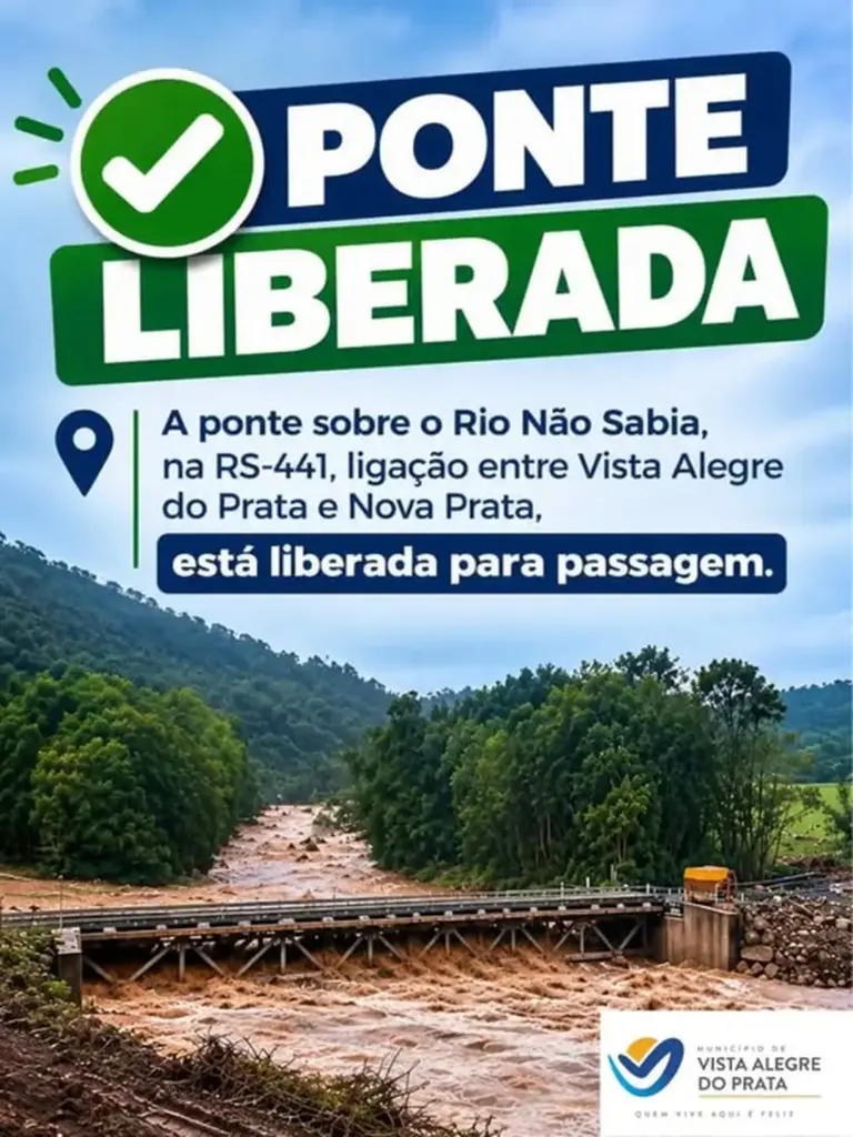 Ponte sobre o Rio Não Sabia é liberada entre Vista Alegre do Prata e Nova Prata - Studio TV