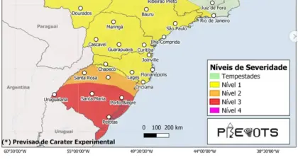 PREVOTS coloca parte do RS em nível 3 para tempestades severas; Serra está em área de nível 2 - Studio TV