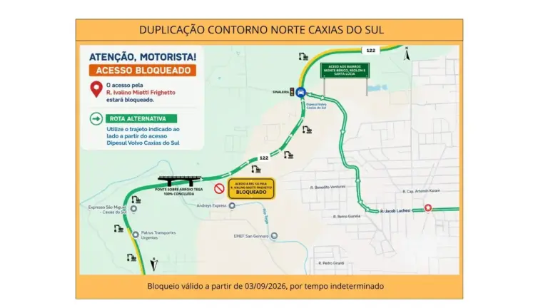 CSG bloqueia acesso à ERS-122 pela Rua Ivalino Miotti Frighetto, em Caxias do Sul - Studio TV