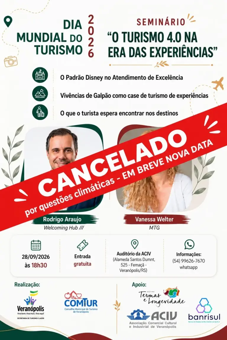 Seminário sobre turismo é cancelado em Veranópolis devido ao alerta de chuvas intensas - Studio TV