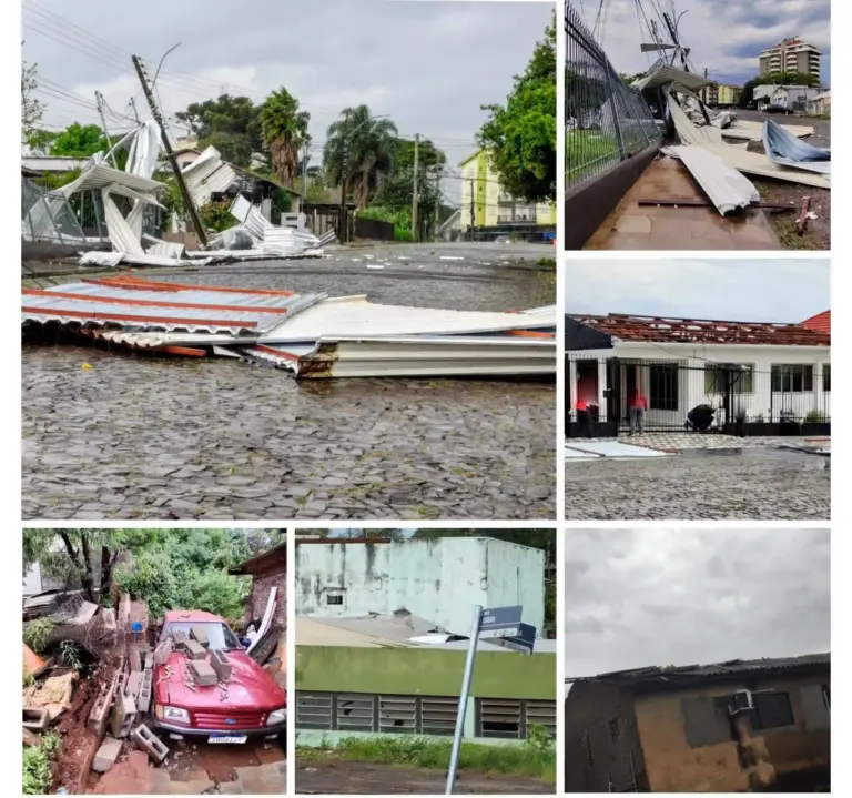 Temporal causa destelhamentos, queda de muro e falta de energia em Panambi - Studio TV