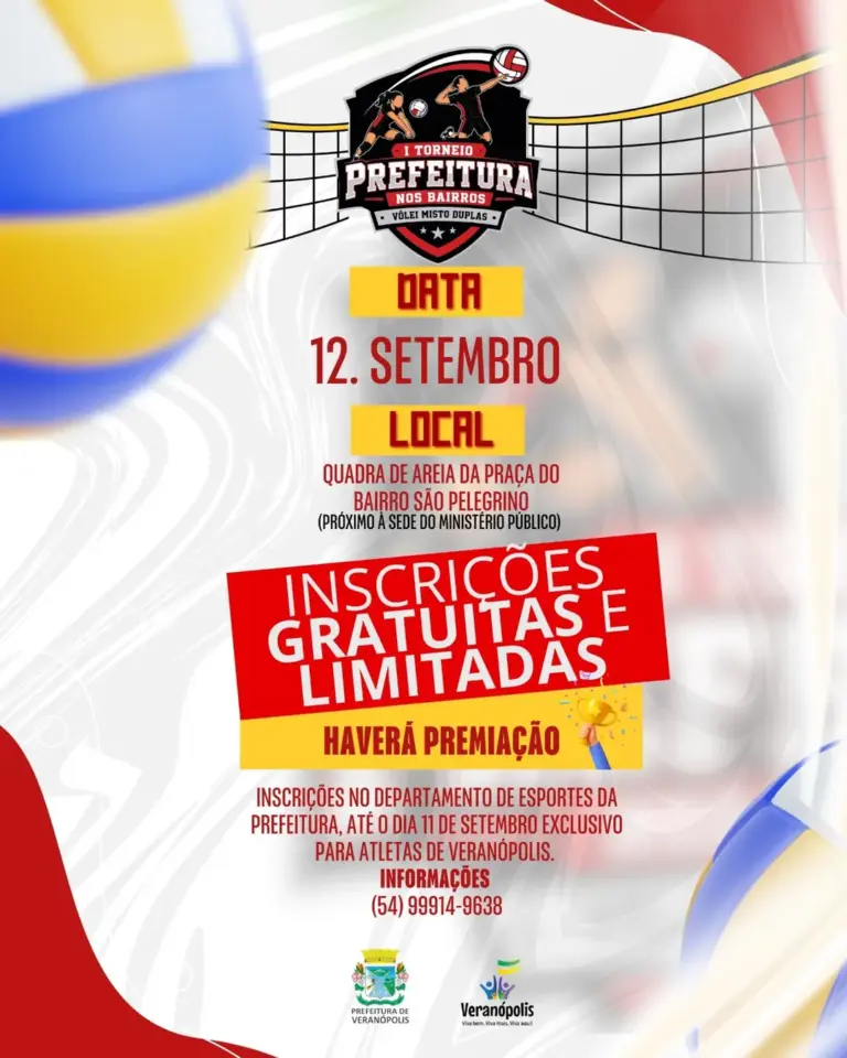 Veranópolis abre inscrições para torneio de vôlei de areia no Prefeitura nos Bairros - Studio TV
