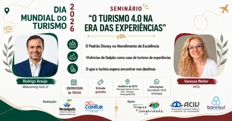 Veranópolis celebra Dia Mundial do Turismo com seminário sobre experiências e excelência no atendimento - Studio TV