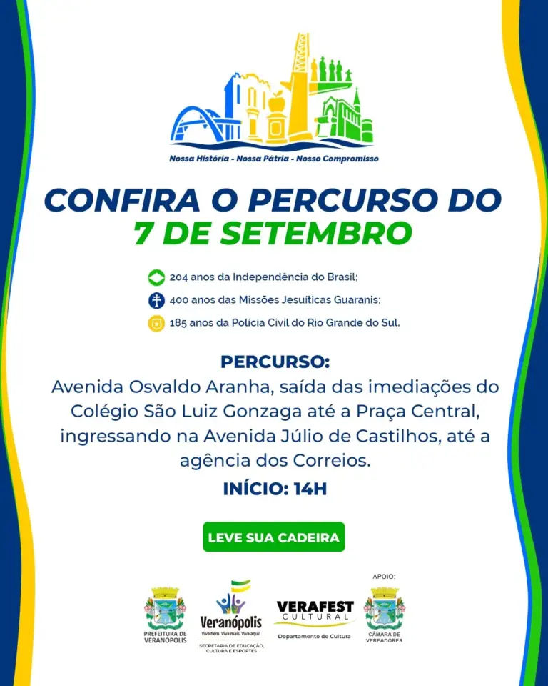 Veranópolis realiza Desfile Cívico de 7 de Setembro nesta segunda-feira - Studio TV
