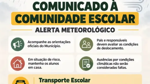 Vila Flores orienta famílias sobre aulas e transporte escolar diante de alerta meteorológico - Studio TV