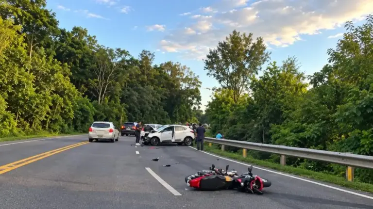 Acidente envolvendo motocicleta e dois carros deixa trânsito lento na BR-470 em Bento Gonçalves - Studio TV