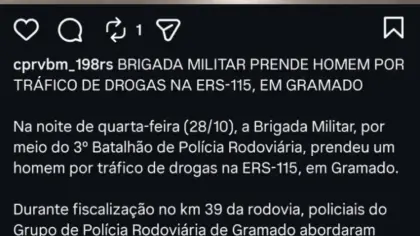 Materiais apreendidos pela Brigada Militar durante abordagem na ERS-115, em Gramado
