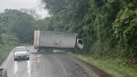 Caminhão sai da pista e atinge árvores na ERS-324 entre Vila Maria e Casca - Studio TV