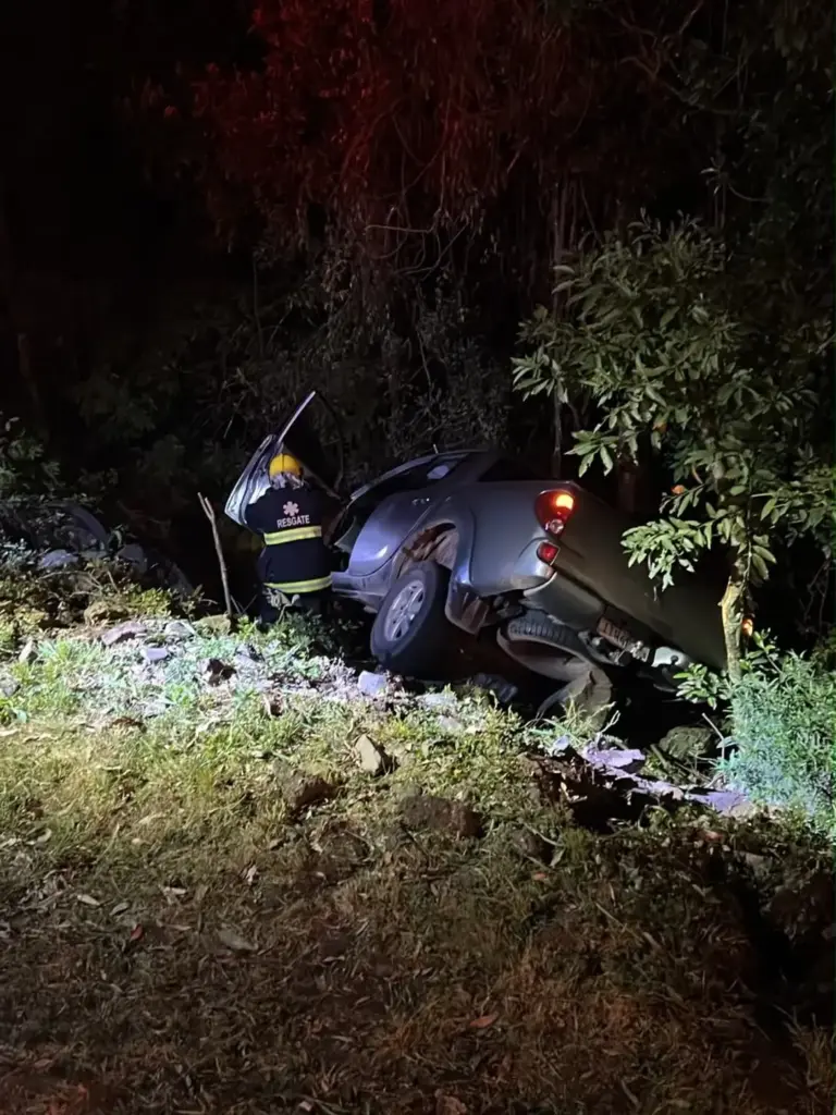 Caminhonete sai da pista e desce barranco de três metros na ERS-122, em Ipê - Studio TV