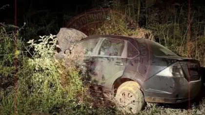 Carro sai da pista e pega fogo na RSC-453; duas pessoas ficam feridas em Garibaldi - Studio TV