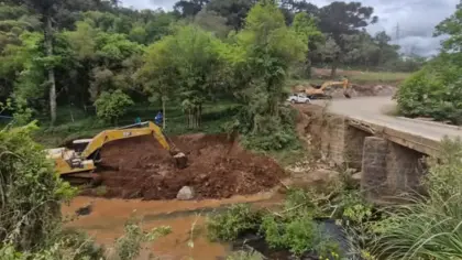 Começam as obras da ponte sobre o Arroio Barra Fria na ERS-441 - Studio TV