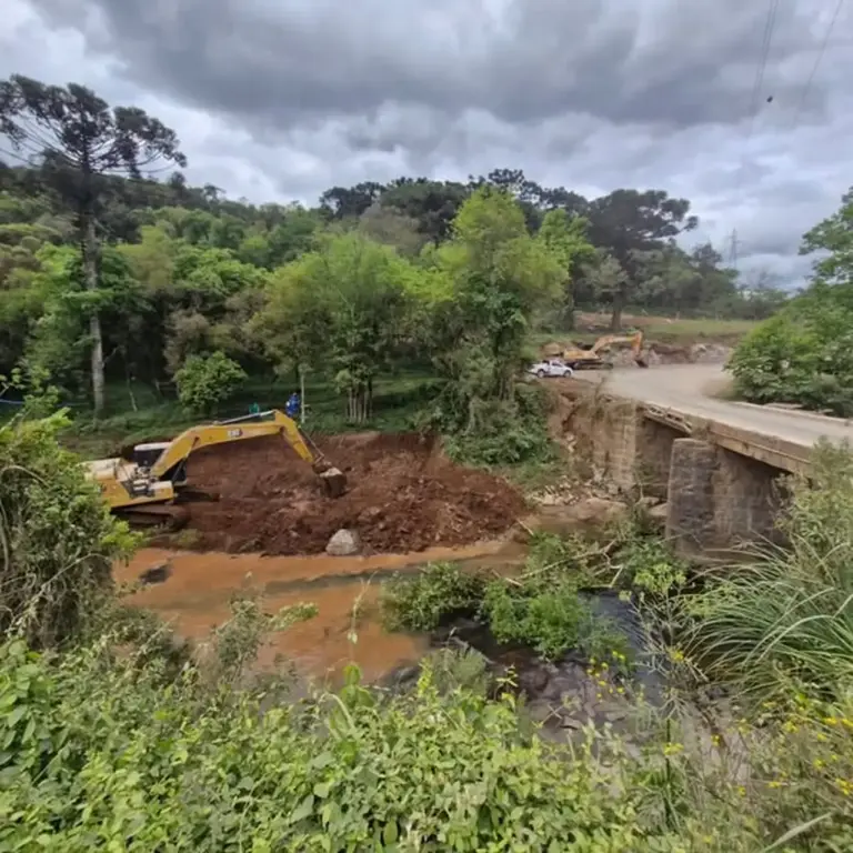 Começam as obras da ponte sobre o Arroio Barra Fria na ERS-441 - Studio TV