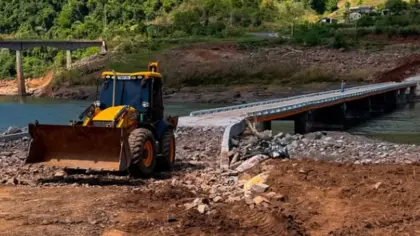 Cotiporã inicia recuperação da cabeceira da ponte sobre o Rio das Antas para restabelecer ligação com Bento Gonçalves - Studio TV