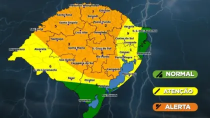 Defesa Civil alerta para tempestades severas com granizo e ventos acima de 90 km/h no RS - Studio TV