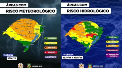 Defesa Civil alerta para tempestades severas e risco de inundações no RS - Studio TV