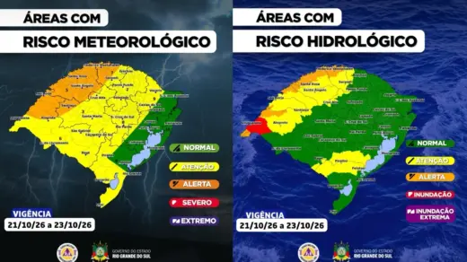 Defesa Civil alerta para temporais com granizo, ventos acima de 80 km/h e chuva superior a 150 mm no RS - Studio TV