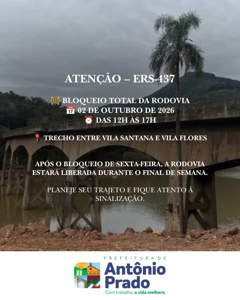 ERS-437 terá bloqueio total entre Vila Santana e Vila Flores nesta sexta-feira - Studio TV