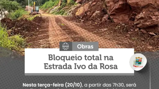 Estrada Ivo da Rosa terá bloqueio total nesta terça-feira para detonação de rochas - Studio TV