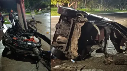 Homem de 25 anos morre após carro atingir poste e ficar destruído em Pelotas - Studio TV