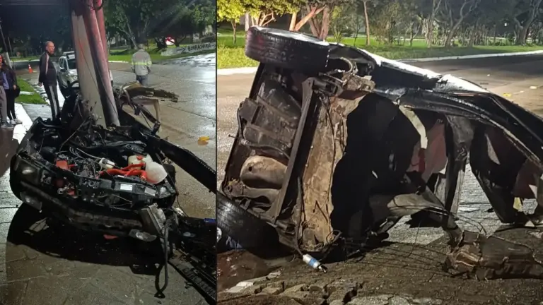 Homem de 25 anos morre após carro atingir poste e ficar destruído em Pelotas - Studio TV