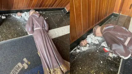 Homem é preso após destruir imagem centenária de Santo Antônio dentro de igreja - Studio TV