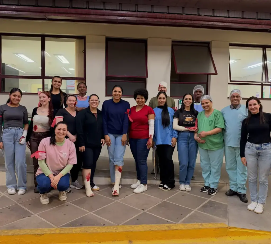 Registro do treinamento de emergência no HCSPL em Veranópolis