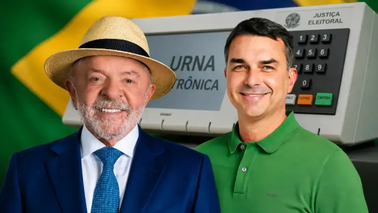 Lula e Flávio Bolsonaro em imagem ilustrativa sobre a disputa presidencial de 2026