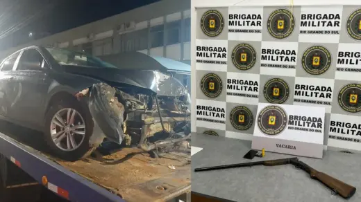 Motorista é preso por embriaguez após bater contra muro de residência em Vacaria; arma de fogo é apreendida - Studio TV
