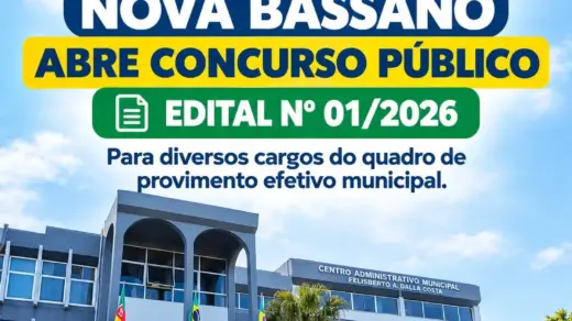 Nova Bassano abre concurso público com salários de até R$ 5,9 mil e vagas para diversos cargos - Studio TV