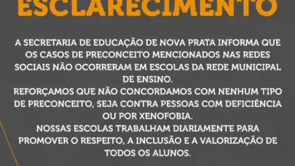 Nova Prata diz que casos de preconceito citados nas redes não ocorreram na rede municipal - Studio TV