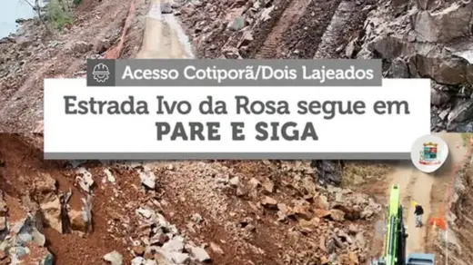 Obras mantêm trânsito em pare e siga na Estrada Ivo da Rosa, em Cotiporã - Studio TV