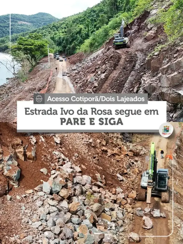 Obras mantêm trânsito em pare e siga na Estrada Ivo da Rosa, em Cotiporã - Studio TV