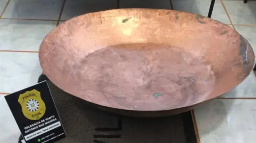 Tacho de cobre recuperado pela Polícia Civil