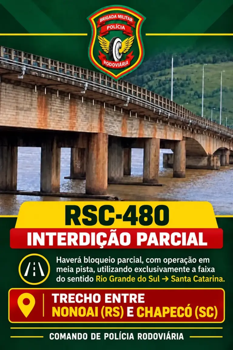 Ponte entre Nonoai e Chapecó terá bloqueio parcial para avaliação estrutural - Studio TV