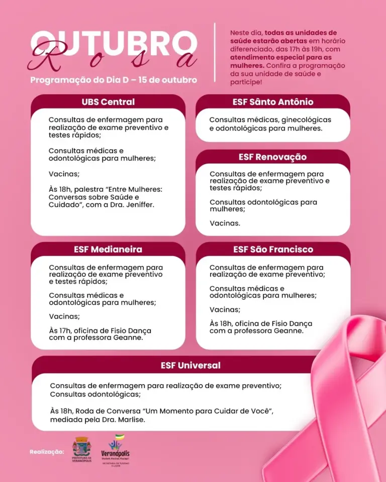 Veranópolis terá atendimento especial para mulheres no Dia D do Outubro Rosa em 15 de outubro - Studio TV