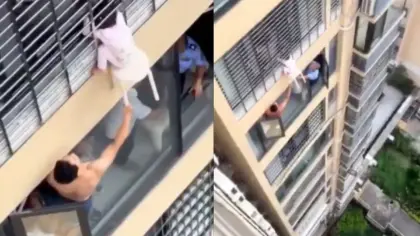 Vizinhos salvam menina de 3 anos que ficou pendurada no 12º andar de prédio - Studio TV